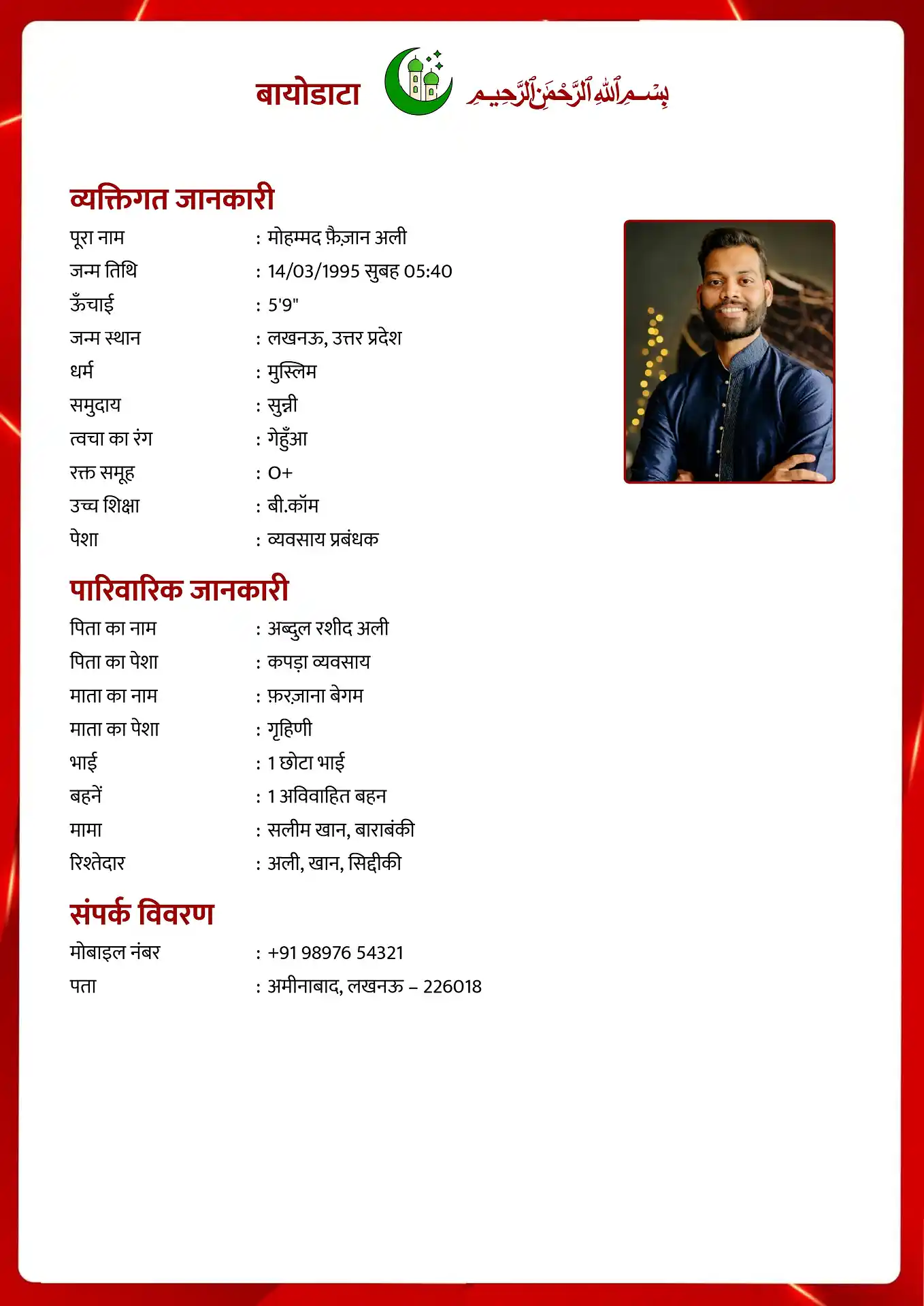 Template 2 biodata template