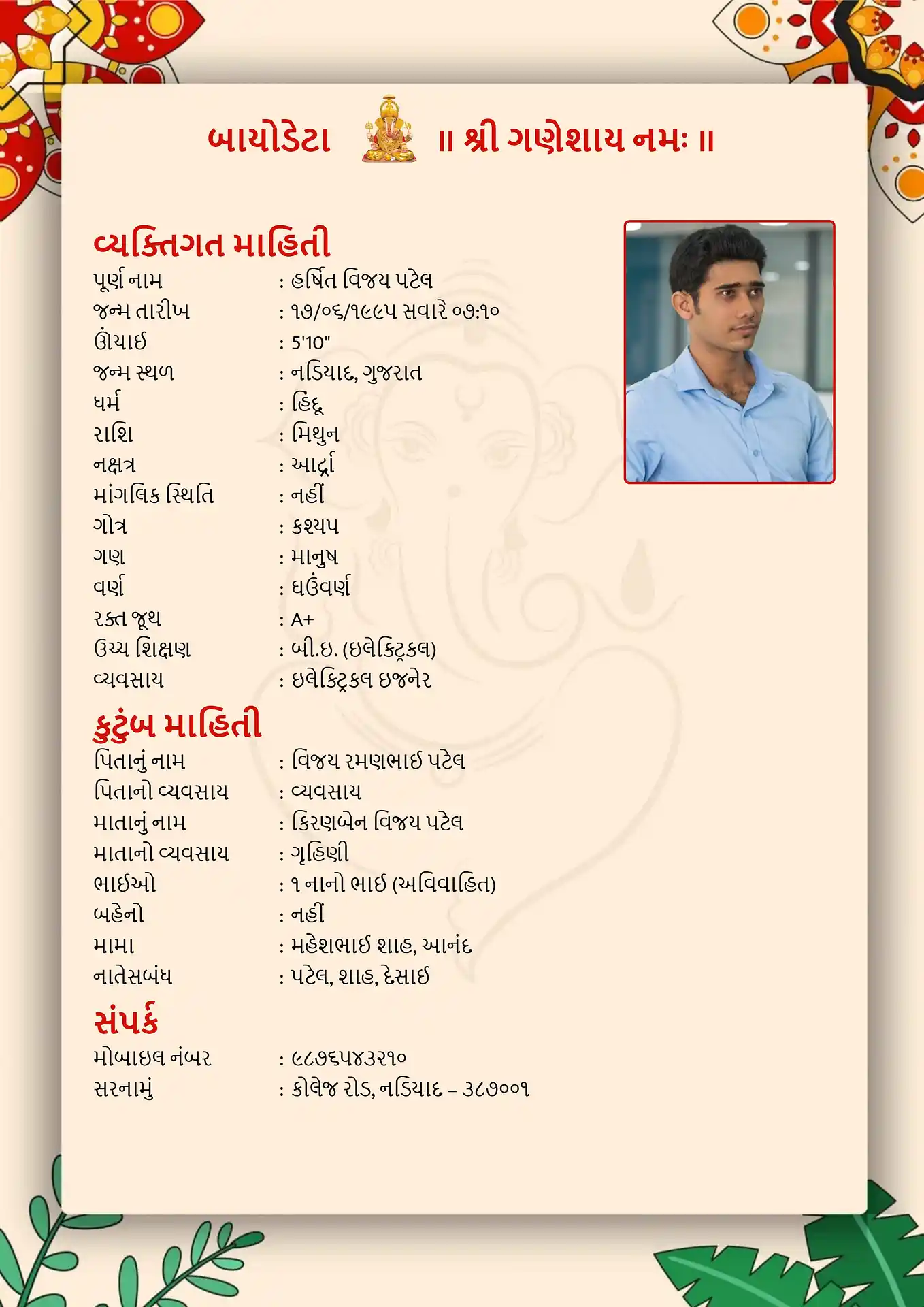 Template 3 biodata template