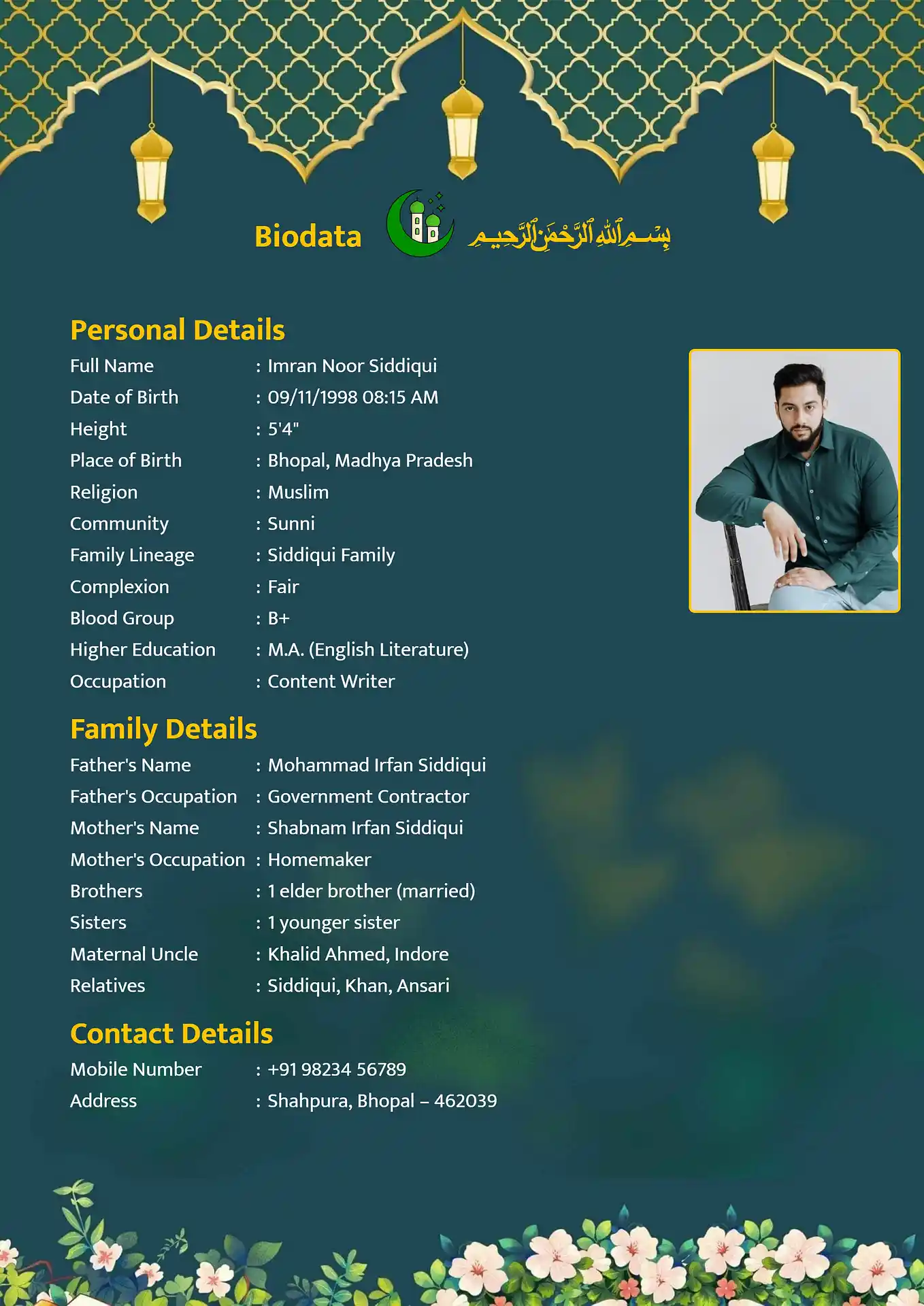 Template 4 biodata template